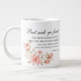 Matthew 6:33 Sök efter första Blommigtens skript Jumbo Mugg