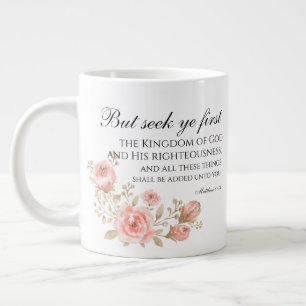 Matthew 6:33 Sök efter första Blommigtens skript Jumbo Mugg