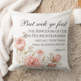 Matthew 6:33 Sök efter första Blommigtens skript Kudde