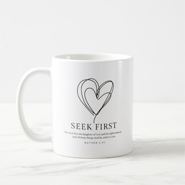 Matthew 6:33 Sök först efter Guds konungariket Kaffemugg (Vänster)