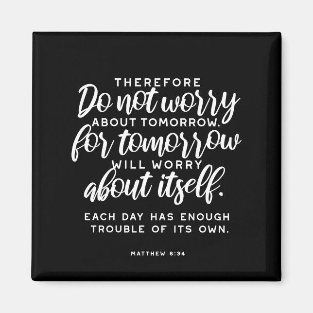 Matthew 6:34 Bibelverse Magnet (Framsidan)