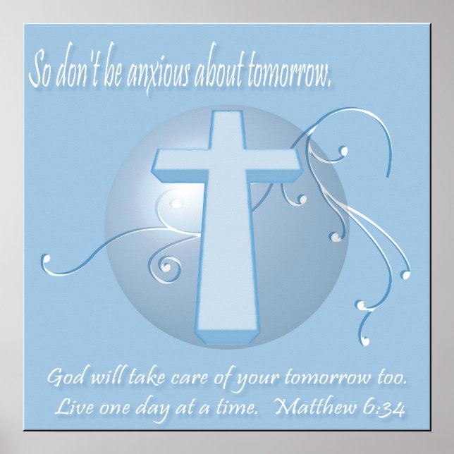 Matthew 6:34 Bible Verse Poster (Framsidan)