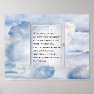Matthew 6:6 när du roterar Christian Bible Verse Poster