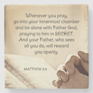 Matthew 6:6 när du roterar Christian Bible Verse Stenunderlägg