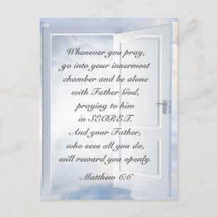 Matthew 6:6 när du roterar Christian Bible Verse Vykort