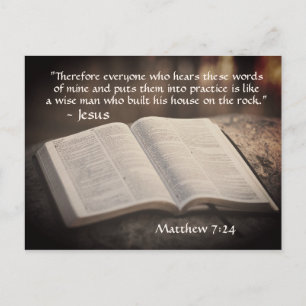 Matthew 7:24-25 Byggt sitt hus på Sten, Bible Vykort