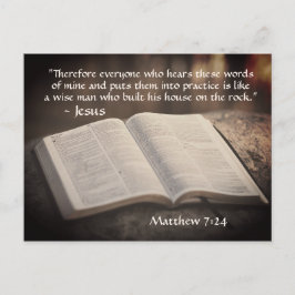 Matthew 7:24-25 Byggt sitt hus på Sten, Bible Vykort