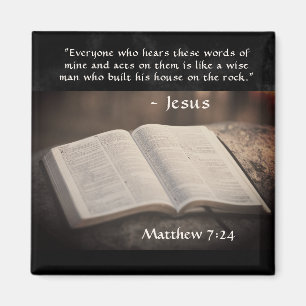 Matthew 7:24 Byggt sitt hus på Sten, Bible Magnet