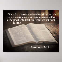 Matthew 7:24 Byggt sitt hus på Sten, Bible Poster