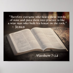 Matthew 7:24 Byggt sitt hus på Sten, Bible Poster