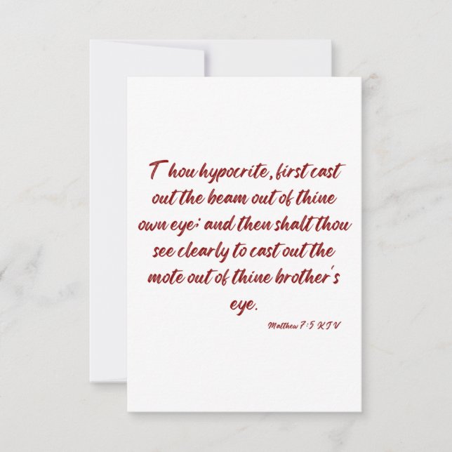 Matthew 7:5 KJV Bible Verse Flat Greeting Card Kort (Framsida)