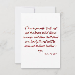 Matthew 7:5 KJV Bible Verse Flat Greeting Card Kort