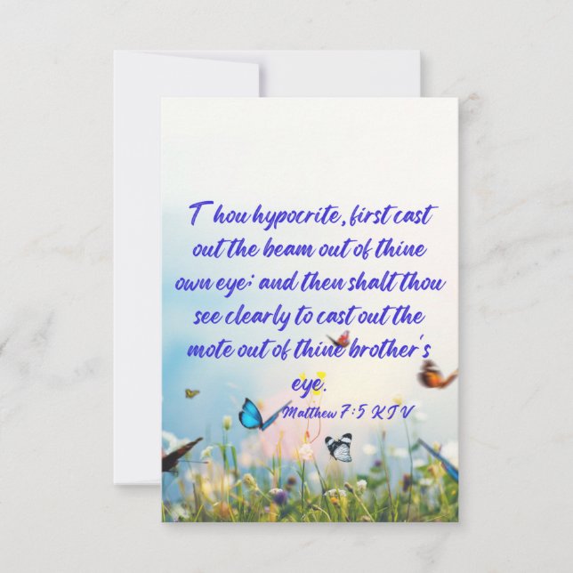 Matthew 7:5 KJV Bible Verse Pic Flat Hälsning Kort (Framsida)