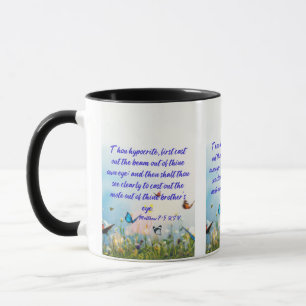 Matthew 7:5 KJV Bible Verse Pic Two-Tone Mugg