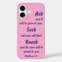 Matthew 7:7 Be om bibeln Rosa och Lila