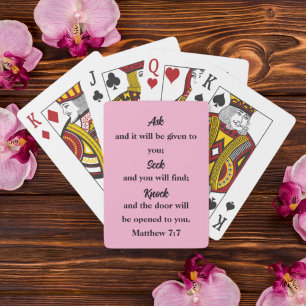 Matthew 7:7 Bible Verse Ask Seek Knock Rosa Casinokort