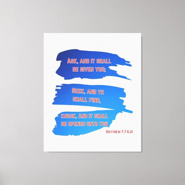 Matthew 7:7 Bible Verse KJV Wall Art Art Canvastryck (Framsida)