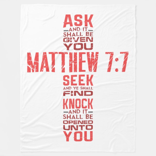 Matthew 7:7 Bible Verse Kor Fleece Blanket (Framsidan)