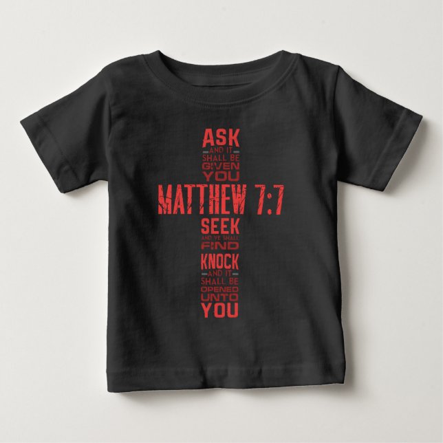 Matthew 7:7 Bible Verse Kor T Shirt (Framsida)