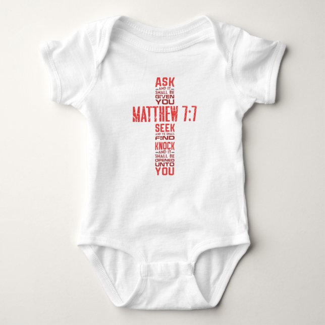 Matthew 7:7 Bible Verse Kor Unisex T Shirt (Framsida)