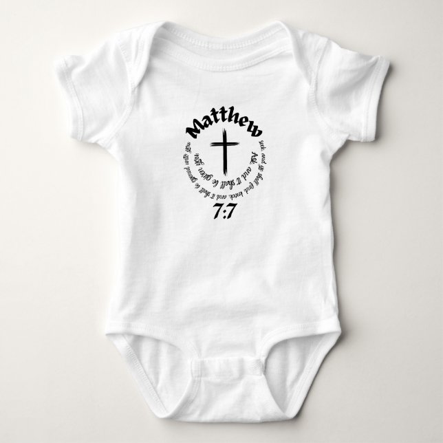 Matthew 7:7, cirkelformad bibelbläck och mittpunkt t shirt (Framsida)