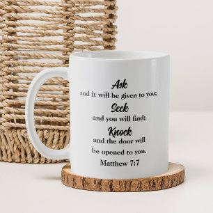 Matthew 7:7 Fråga efter kristen Kaffemugg