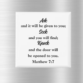 Matthew 7:7 Fråga efter synlig bibel verse Magnet