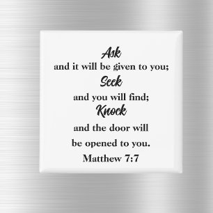 Matthew 7:7 Fråga efter synlig bibel verse Magnet