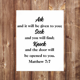 Matthew 7:7 Fråga efter synlig bibel verse Poster