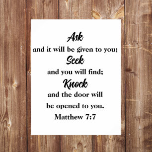 Matthew 7:7 Fråga efter synlig bibel verse Poster