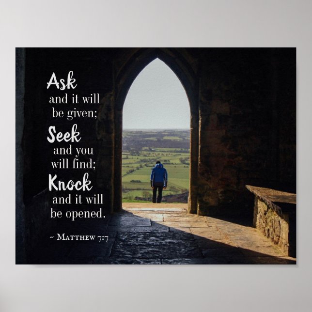 Matthew 7:7, Fråga och den kommer att ges Poster (Framsidan)