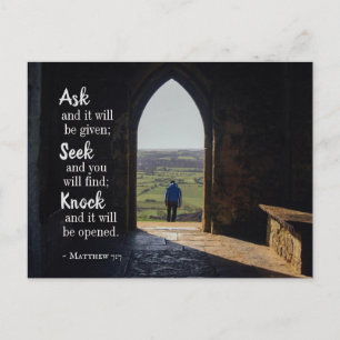 Matthew 7:7, Fråga och den kommer att ges Vykort