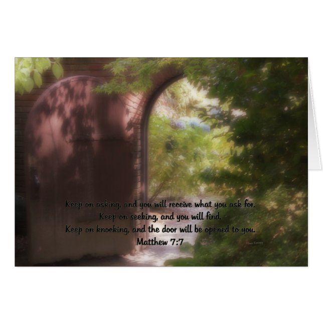Matthew 7:7 hälsningskort (Framsidan Horizontal)