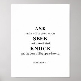 Matthew 7:7 Query Seek Knock Poster