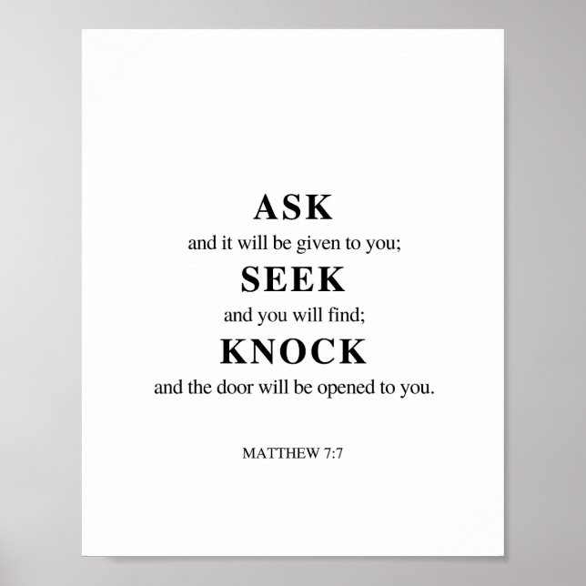 Matthew 7:7 Query Seek Knock Poster (Framsidan)