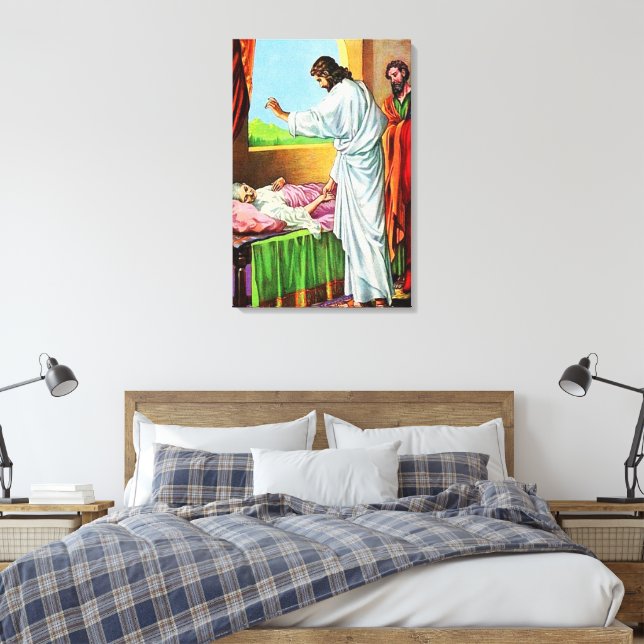 Matthew 8:14-15 Healing Peter's Mor-in-Law Canvastryck (Insitu (sovrum))