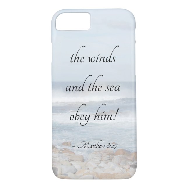 Matthew 8:27 Jesus Lugnar a Storm, Bible Verse Case-Mate iPhone Skal (Baksida)