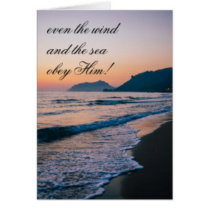 Matthew 8:27 Jesus lugnar stormen, Bibelkort Hälsningskort