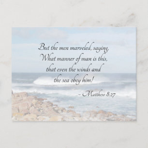 Matthew 8:27 Jesus lugnar stormen, Bible Verse Vykort