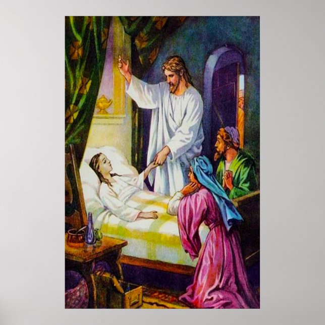 Matthew 9:18-26 Jesus ger en flicka tillbaka till  Poster (Framsidan)
