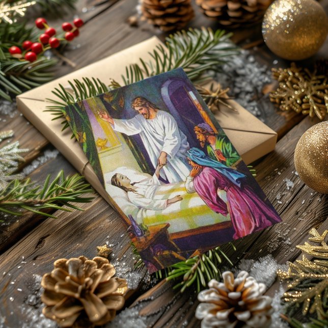 Matthew 9:18-26 Jesus ger en flicka tillbaka till  Vykort (Skapare uppladdad)