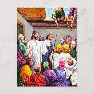 Matthew 9:1-8 Jesus Forger och Heals vykort