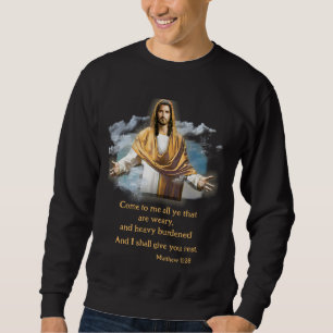 Matthew Bible verse 11:28 Lång Ärmad Tröja