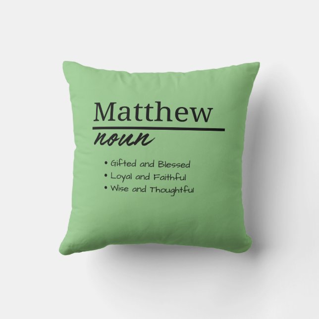 Matthew, Boy Personlig Namn Definition Kudde (Baksida)