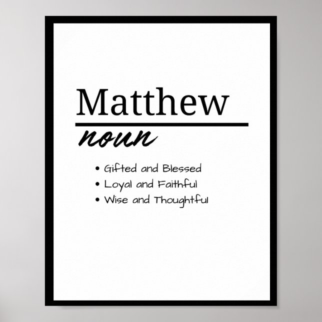 Matthew, Boy Personlig Namn Definition Poster (Framsidan)