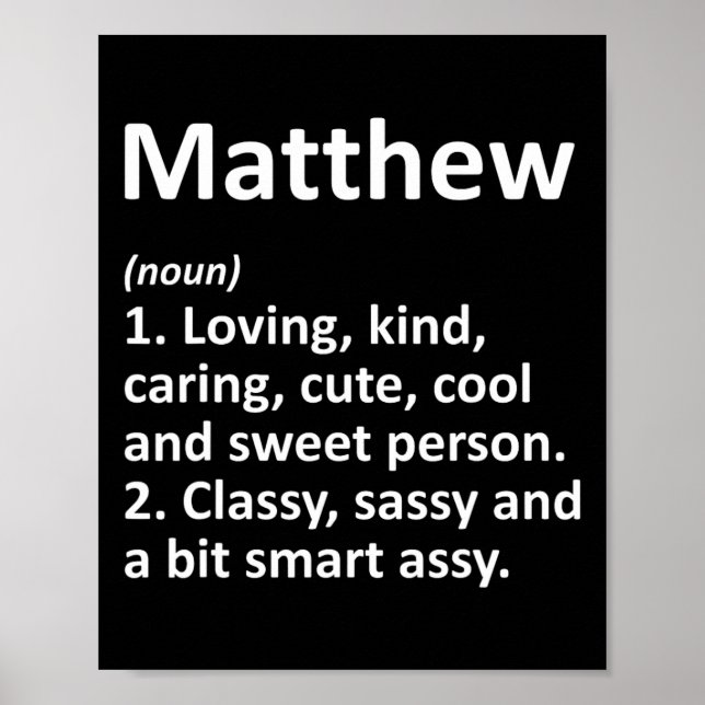 Matthew Definition Personalized Name Funny Birthda Poster (Framsidan)