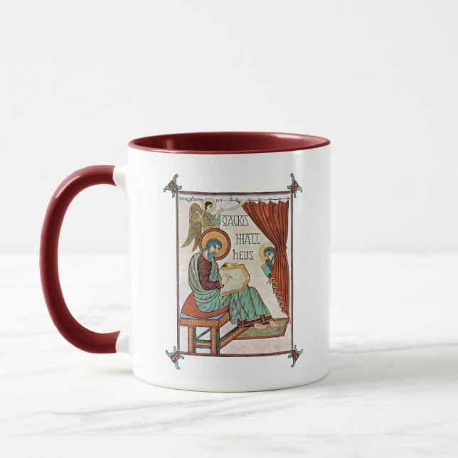 Matthew från Lindisfarne Medieval Manuscript Mugg (Vänster)