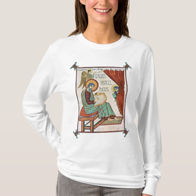 Matthew från Lindisfarne Medieval Manuscript T Shirt (Framsida)