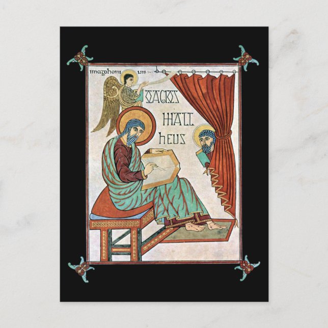 Matthew från Lindisfarne Medieval Manuscript Vykort (Framsida)