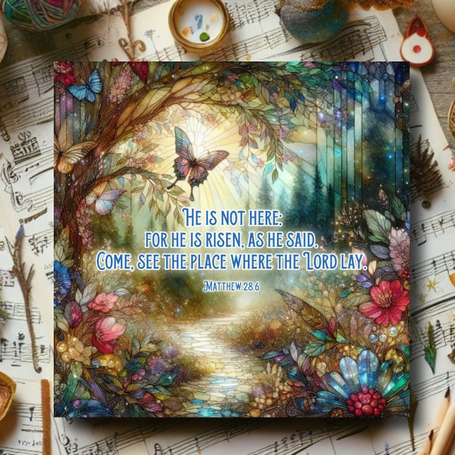 Matthew Verse Stached Glass Christian Påsk Julkort (Skapare uppladdad)